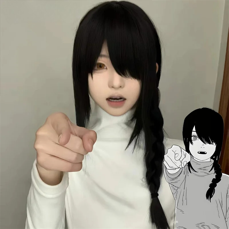 Anime Cosplay Long Black Hair - Anime motosserra homem tayuta adulto cosplay