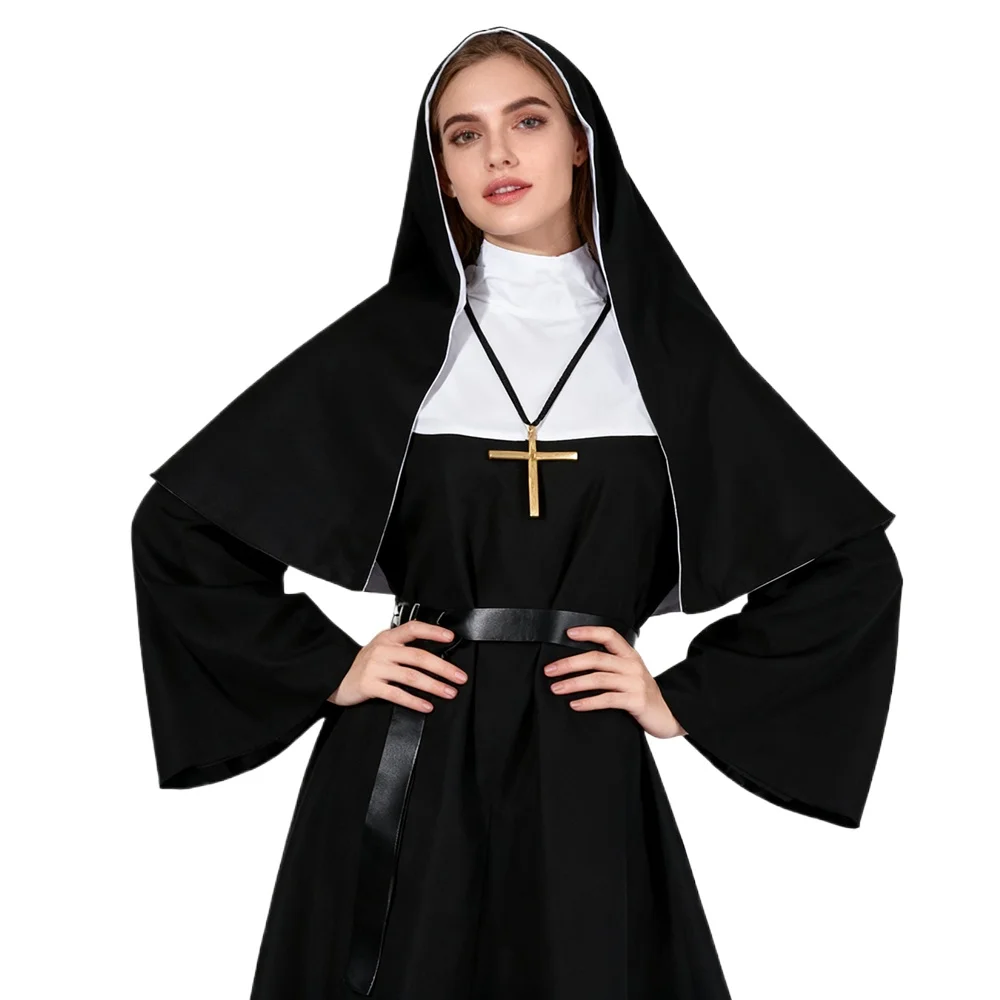 Anime Cosplay Nun - Fantasia de Freira para Halloween, Traje
