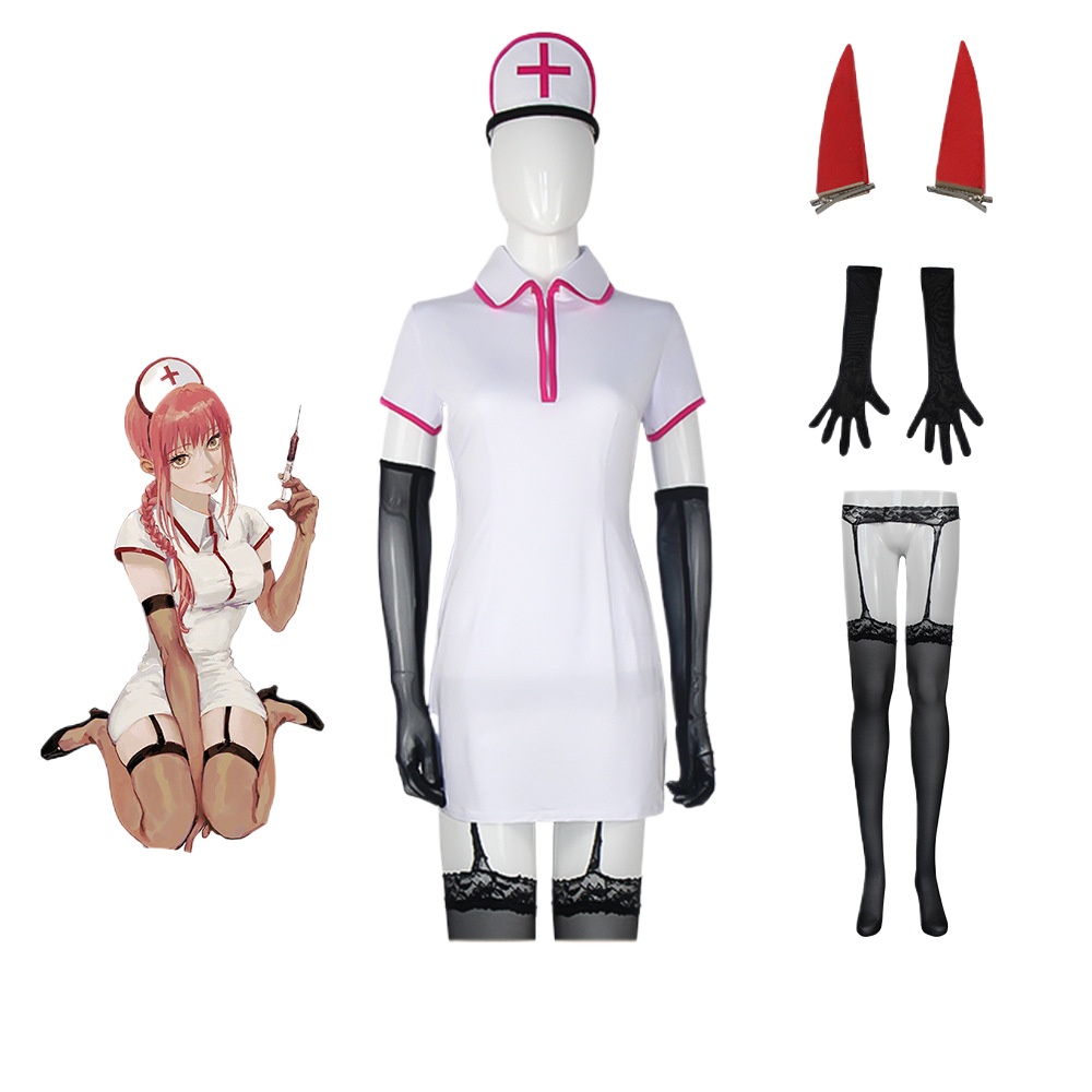 Anime Cosplay Makima - Fantasia de homem motosserra, anime menina,