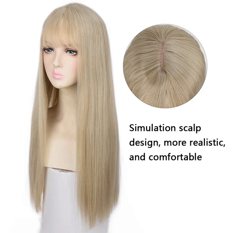 Anime Cosplay Long Black Hair - Peruca Sintética Longa Lisa Houyan 2026