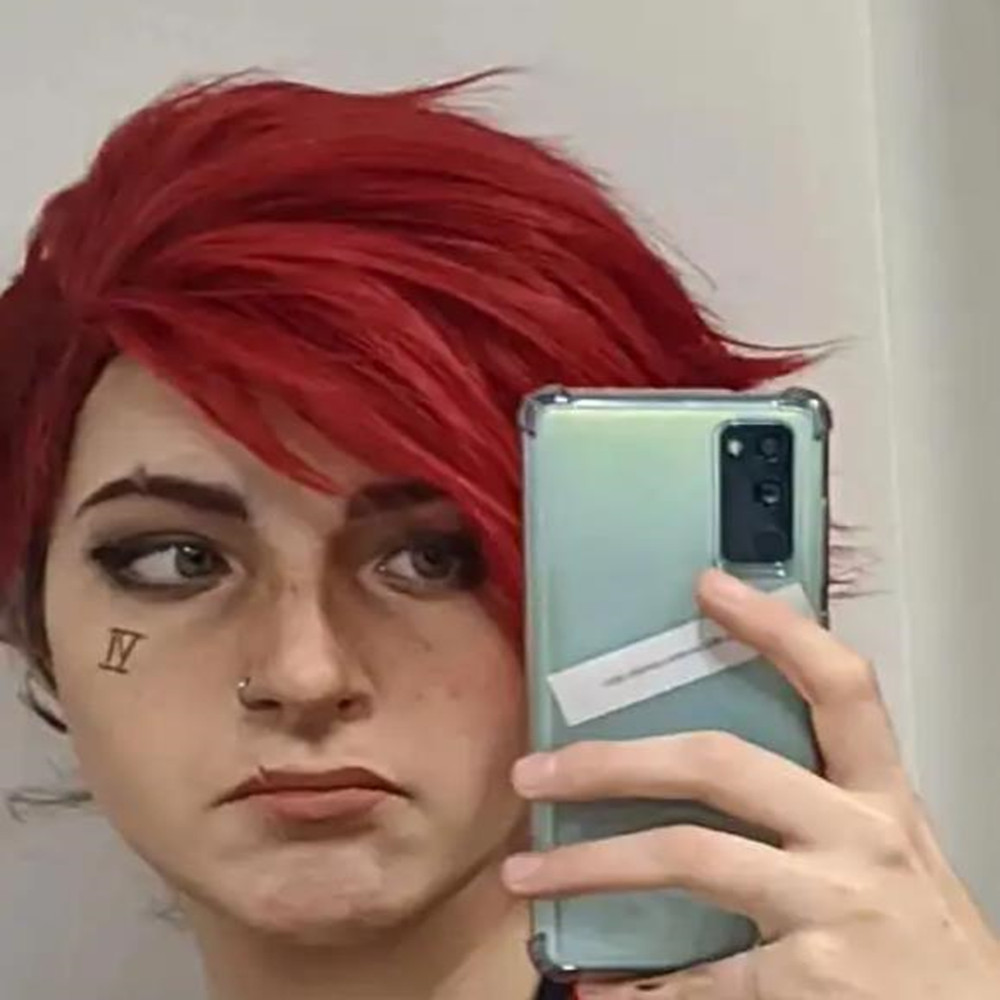 Anime Cosplay Red Hair - Lol arcane vi peruca cosplay curto