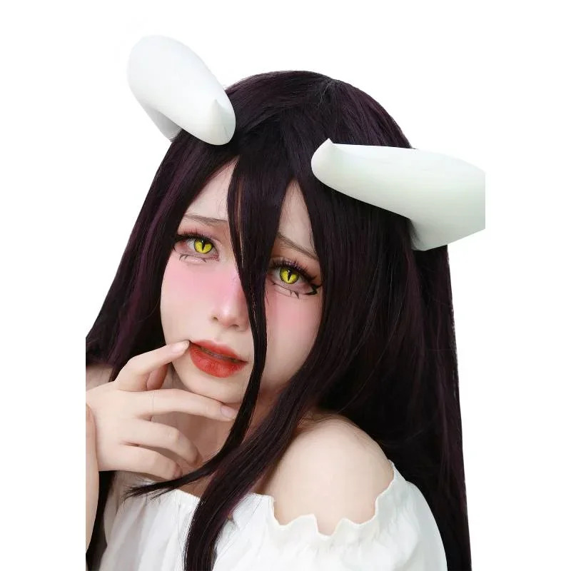 Anime Cosplay Albedo - 2026 chifres brancos com clipes para