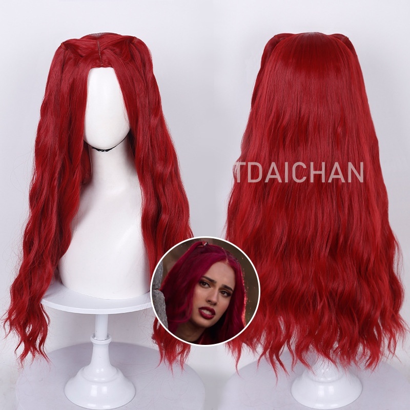 Peruca Cacheada Vermelha para  - Anime Cosplay Red Hair avaliação e preço
