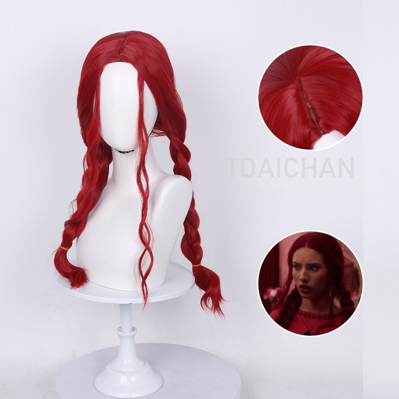 Peruca Cacheada Vermelha para  - Anime Cosplay Red Hair avaliação e preço