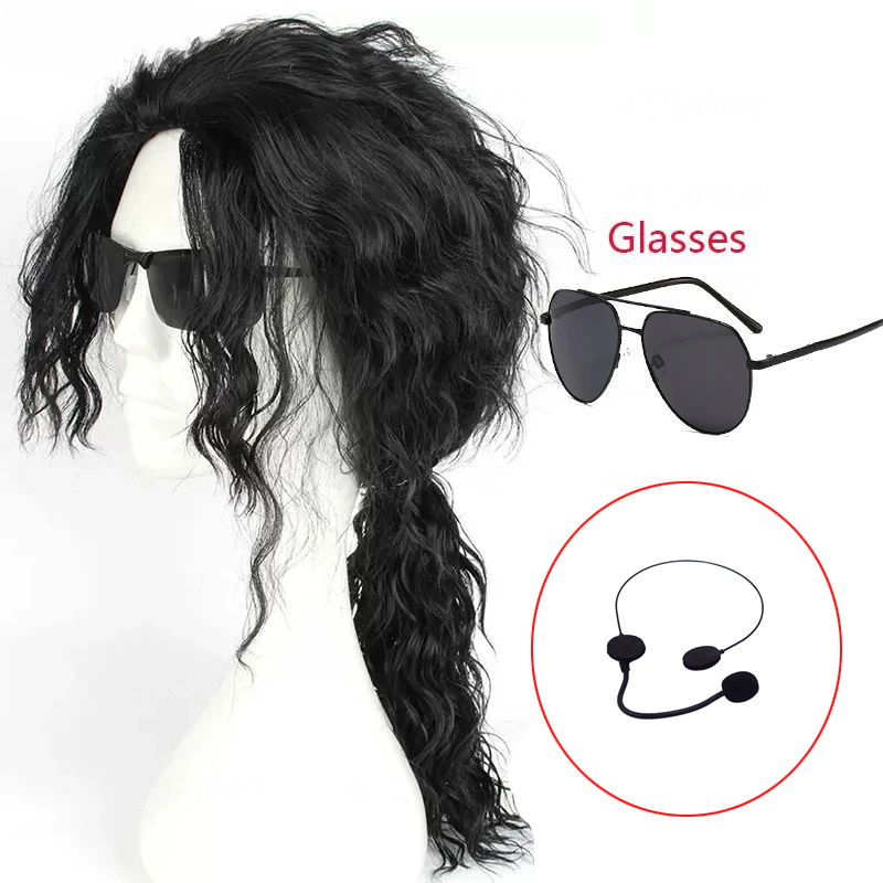 Peruca Preta MJ Michael Cospla - Anime Cosplay Long Black Hair avaliação e preço