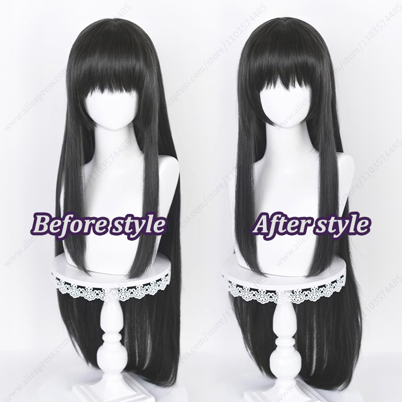Peruca longa reta de cosplay A - Anime Cosplay Long Black Hair avaliação e preço