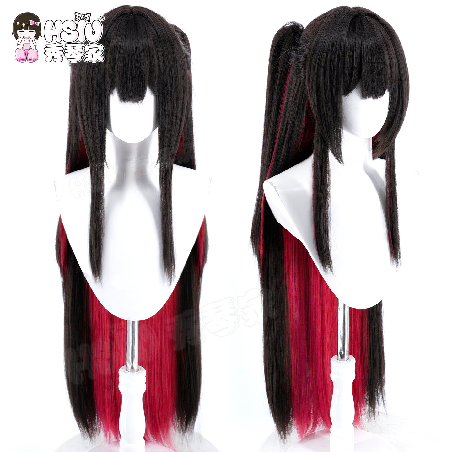 Peruca de Cosplay HSIU Game Az - Anime Cosplay Long Black Hair avaliação e preço