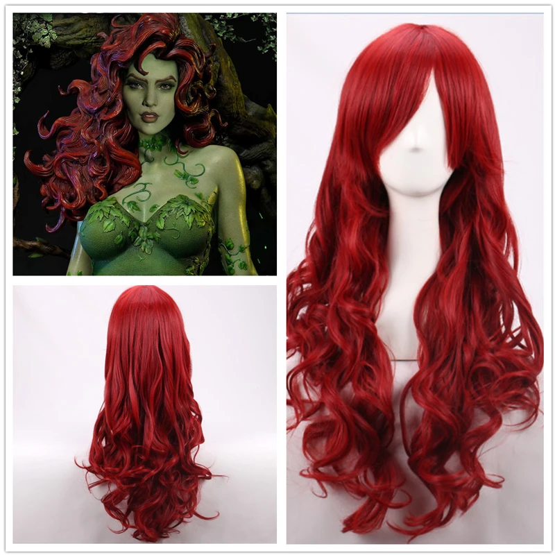 Peruca Sintética Longa Ondulad - Anime Cosplay Red Hair avaliação e preço