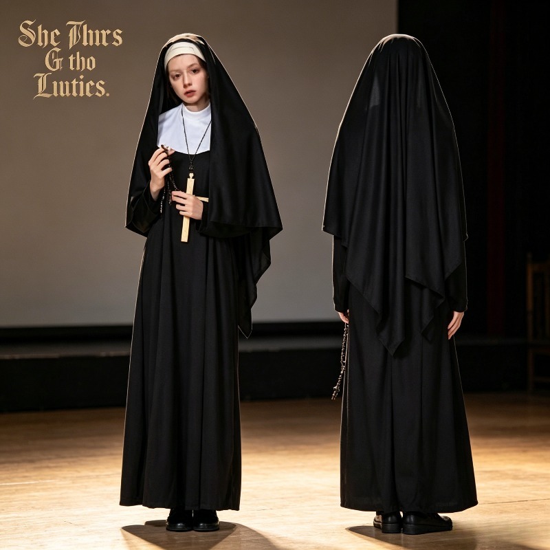 Fantasia de Freira Vestido Lon - Anime Cosplay Nun avaliação e preço