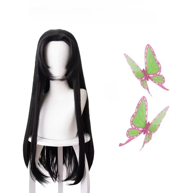 Anime kochou kanae peruca kime - Anime Cosplay Long Black Hair avaliação e preço