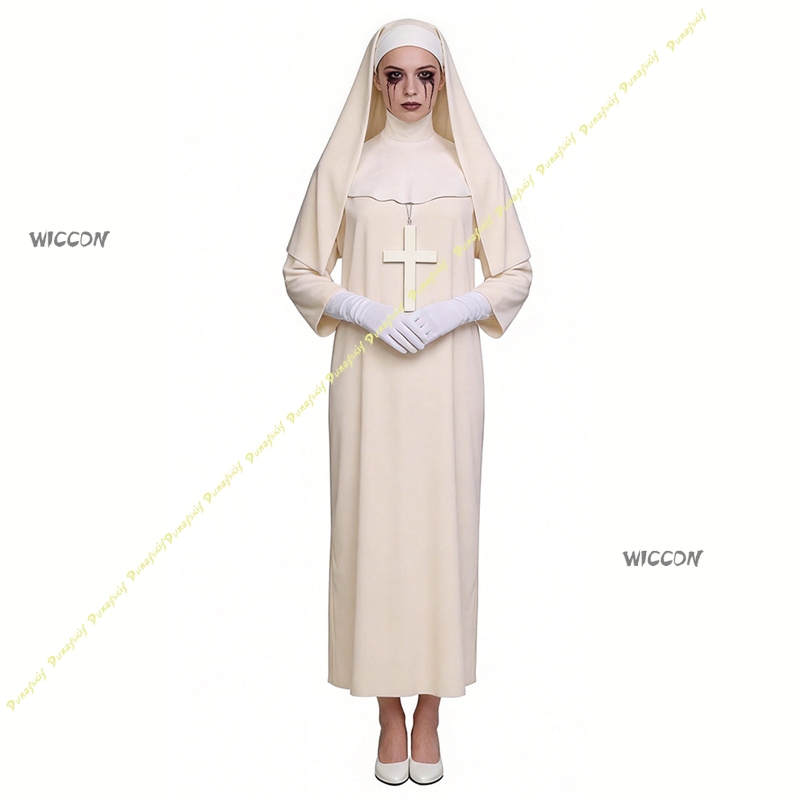 Fantasia de Freira Off White p - Anime Cosplay Nun avaliação e preço