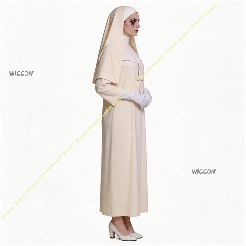 Fantasia de Freira Off White p - Anime Cosplay Nun avaliação e preço
