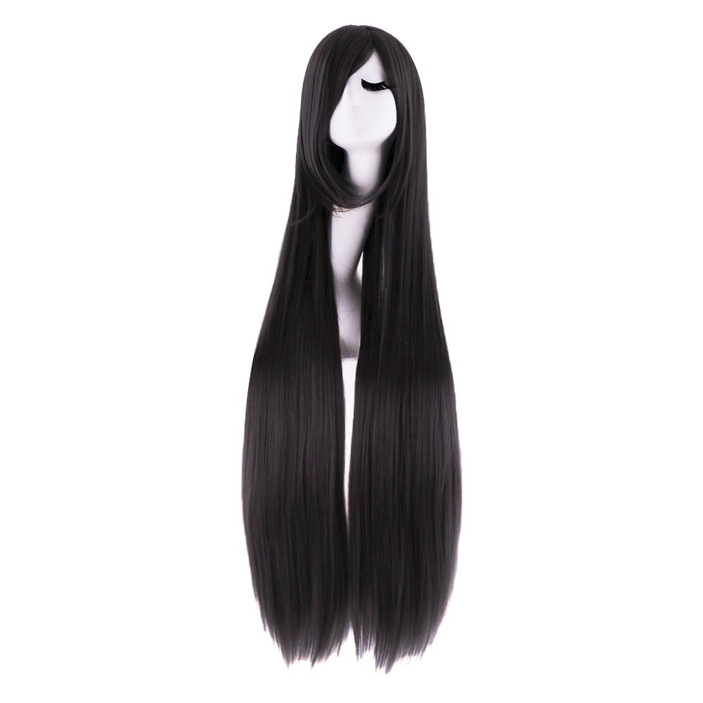 40 Polegada 100 cm longa reta  - Anime Cosplay Long Black Hair avaliação e preço