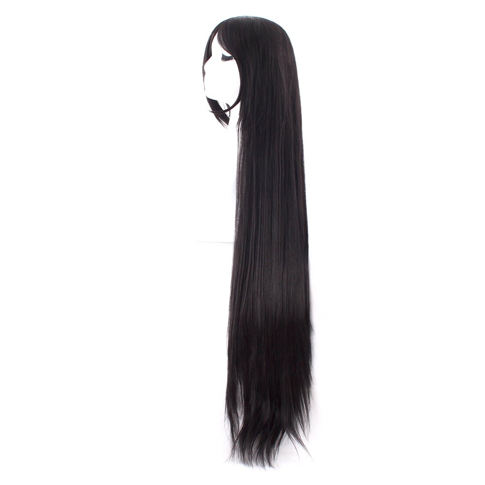 40 Polegada 100 cm longa reta  - Anime Cosplay Long Black Hair avaliação e preço