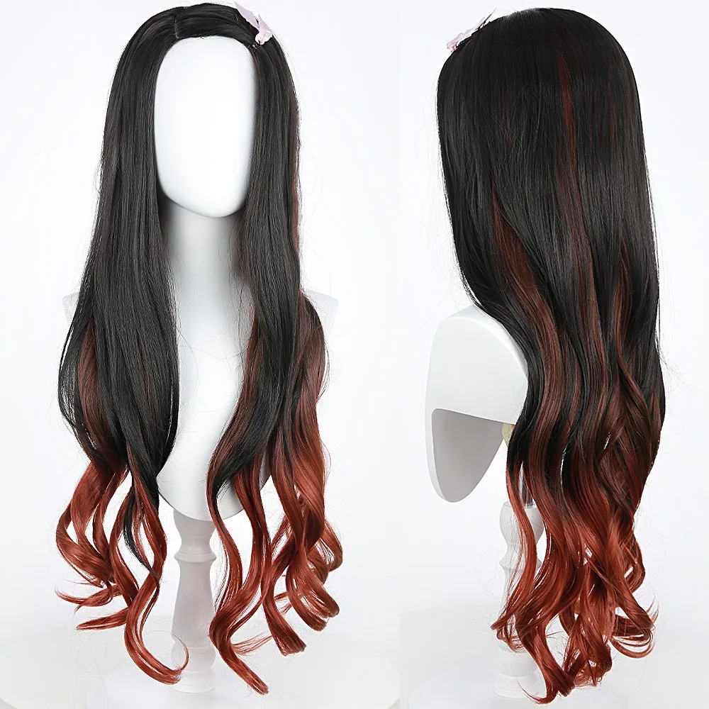 Peruca de Cosplay Nezuko com C - Anime Cosplay Long Black Hair avaliação e preço