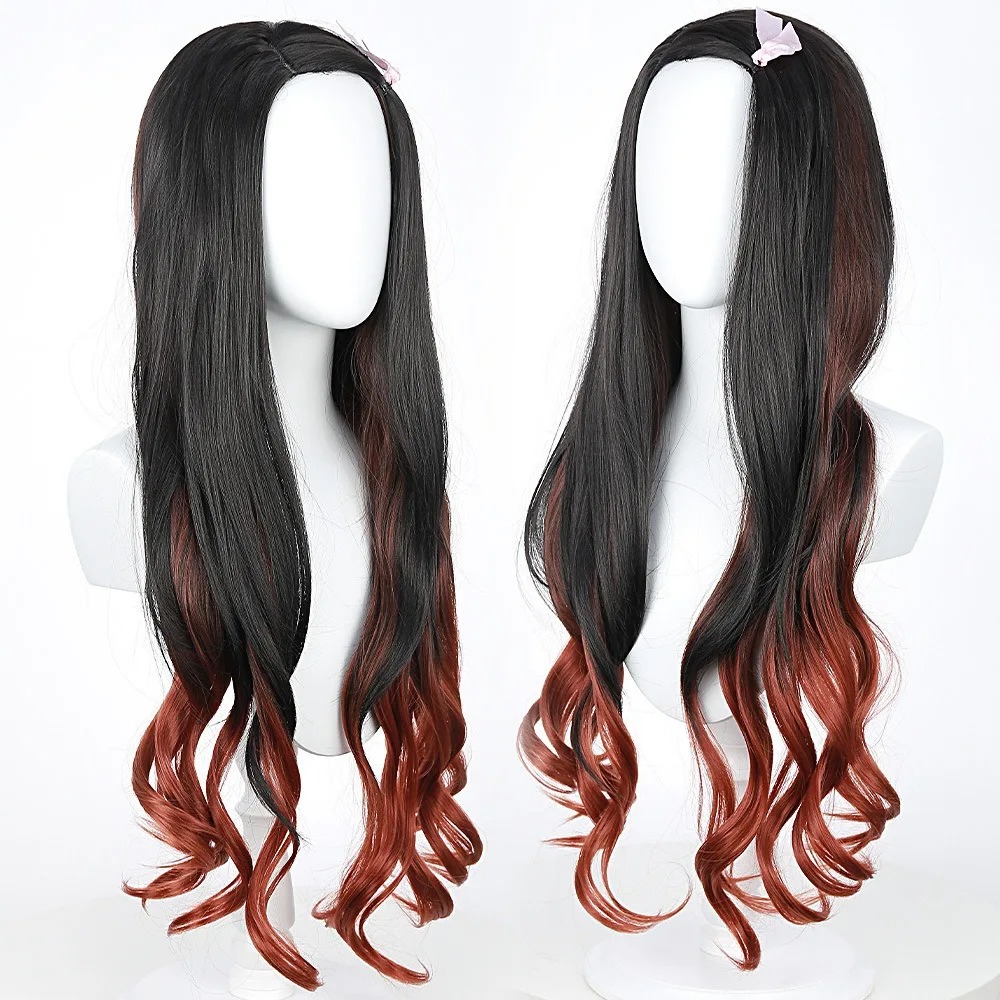 Peruca de Cosplay Nezuko com C - Anime Cosplay Long Black Hair avaliação e preço