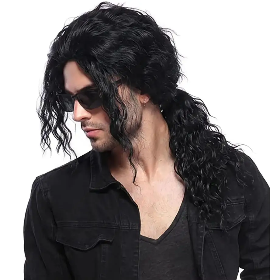 Peruca Preta Cacheada Média Lo - Anime Cosplay Long Black Hair avaliação e preço